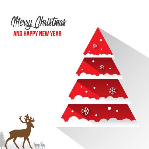 Merry Christmas and Happy New Year Decorations Card with Snow Flake Bokeh Vector Background