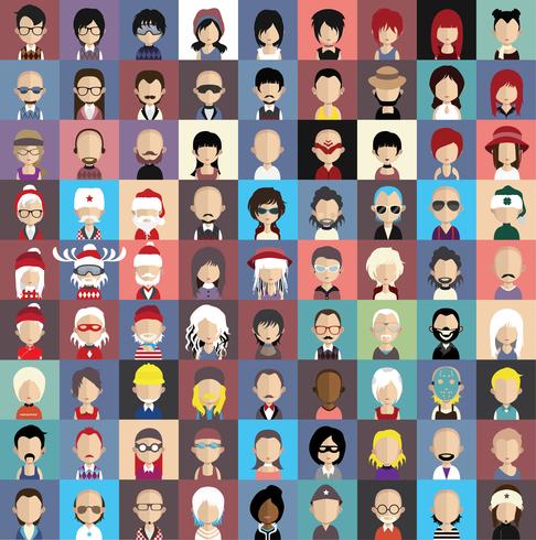 Set of colorful avatars of characters vector