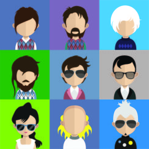 Conjunto de coloridos avatares de personajes. vector