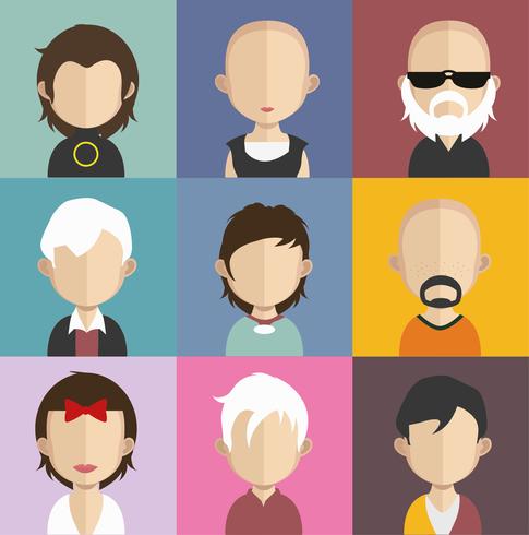 Conjunto de coloridos avatares de personajes. vector