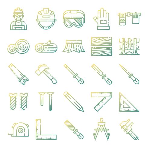 Carpenter icons pack vector