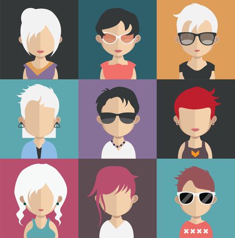 Set of colorful avatars of characters vector