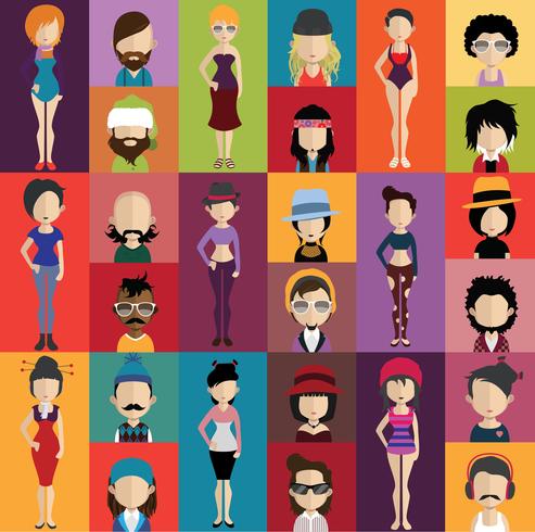 Set of colorful avatars of characters vector