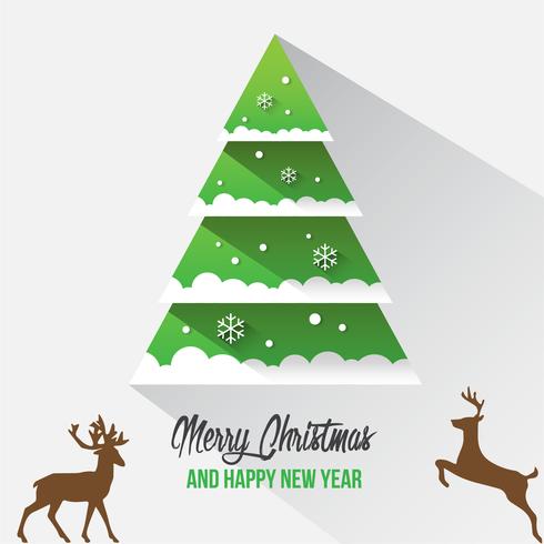 Merry Christmas and Happy New Year Decorations Card with Snow Flake Bokeh Vector Background