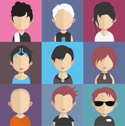 Set of colorful avatars of characters vector