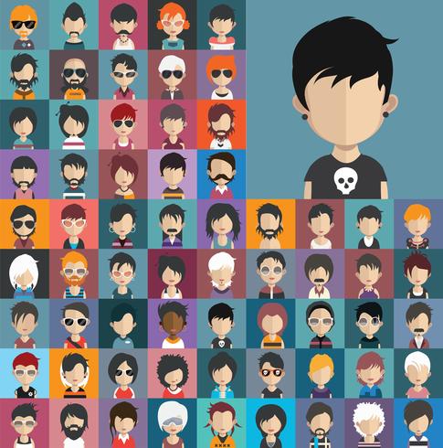 Colección Avatar de varios personajes masculinos y femeninos. vector