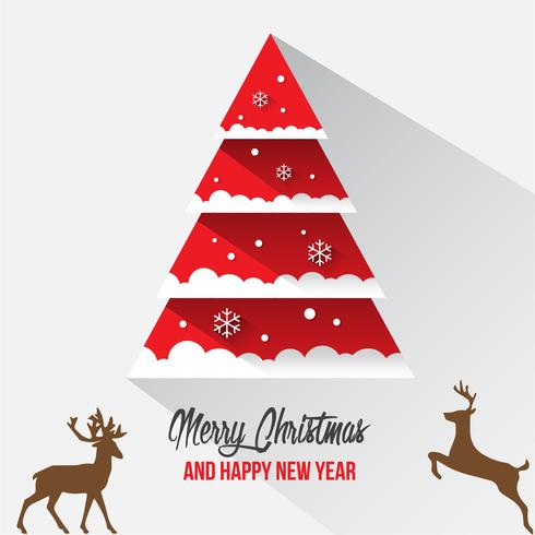 Merry Christmas and Happy New Year Decorations Card with Snow Flake Bokeh Vector Background