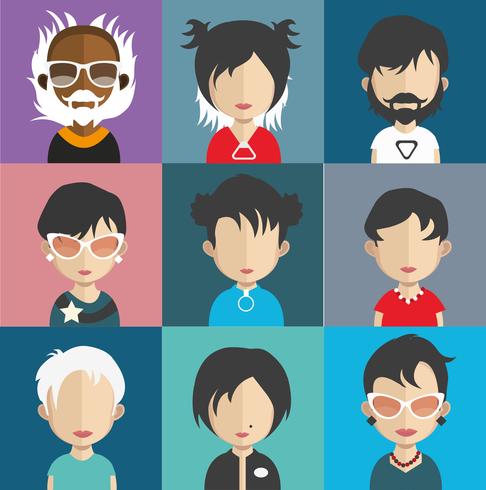 Set of colorful avatars of characters vector