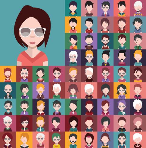 Avatar collection of various male and female characters vector