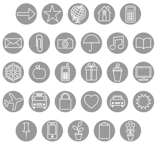 grey white icon set vector