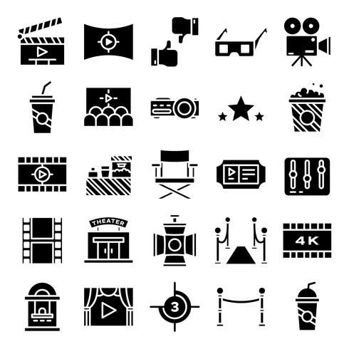 Cinema icons pack vector