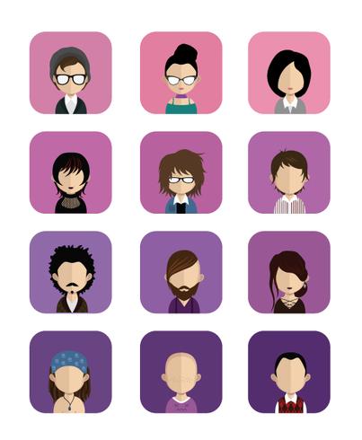 Set of colorful avatars of characters vector