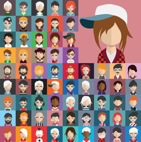 Colección Avatar de varios personajes masculinos y femeninos. vector