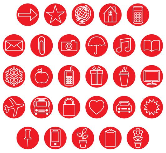 red icon set vector