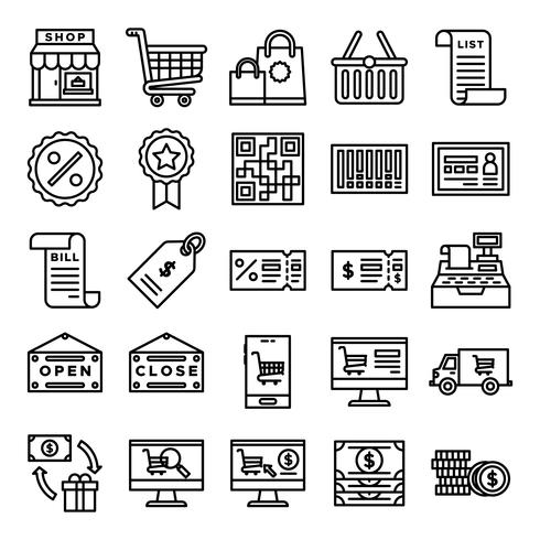 Pack de iconos al por menor vector