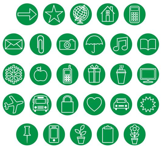 green white icon set vector