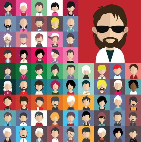 Colección Avatar de varios personajes masculinos y femeninos. vector