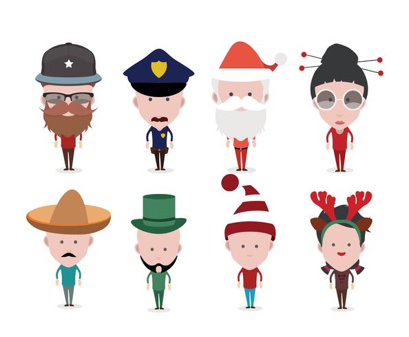 Set of colorful avatars of characters vector