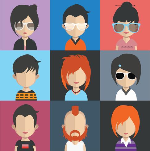 Set of colorful avatars of characters vector