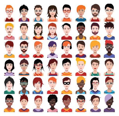 Set of colorful avatars of characters vector