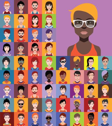 Set of colorful avatars of characters vector