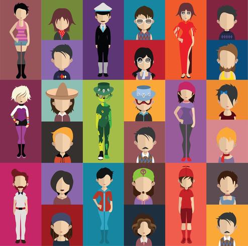 Set of colorful avatars of characters vector