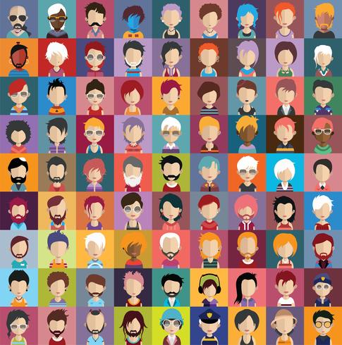 Conjunto de coloridos avatares de personajes. vector