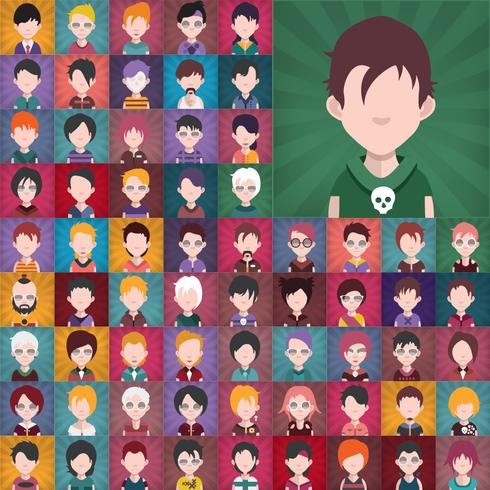 Colección Avatar de varios personajes masculinos y femeninos. vector