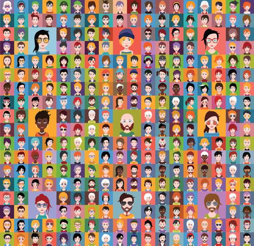 Set of colorful avatars of characters vector