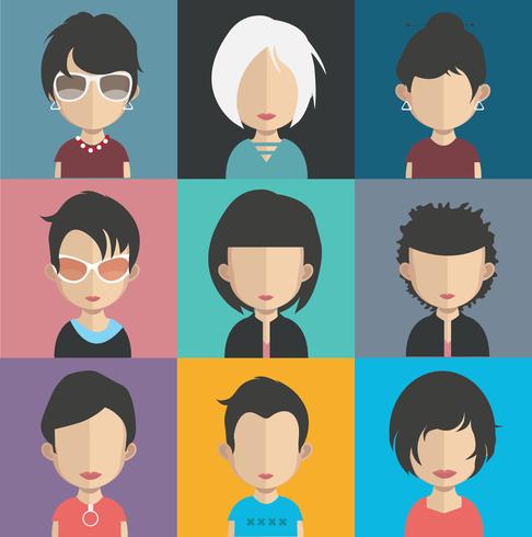 Set of colorful avatars of characters vector