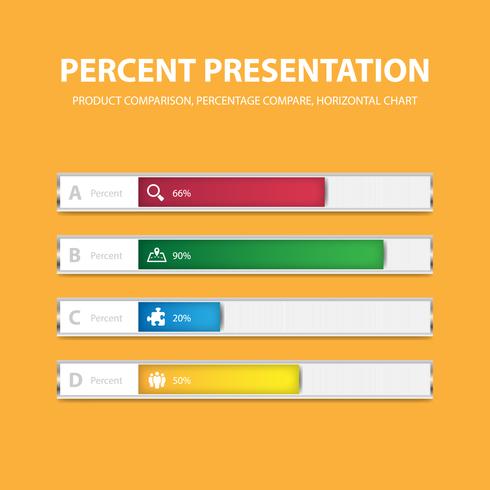 Business infographic percentage bar template with 4 options vector