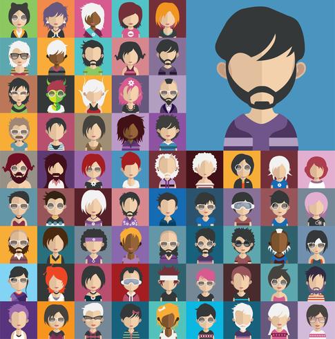 Colección Avatar de varios personajes masculinos y femeninos. vector