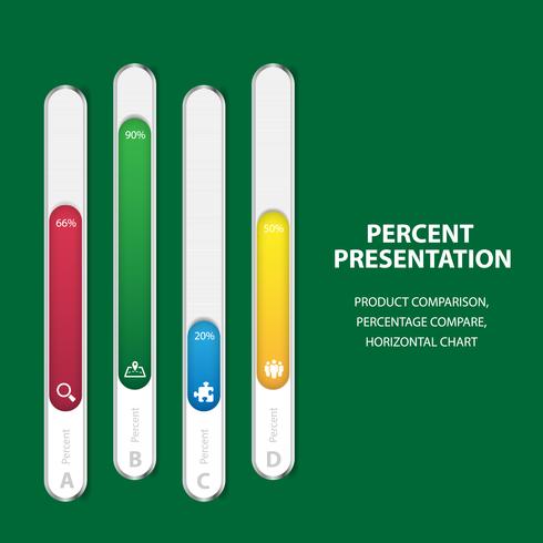 Business infographic percentage bar template with 4 options vector