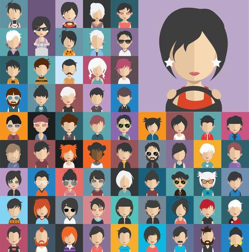 Colección Avatar de varios personajes masculinos y femeninos. vector