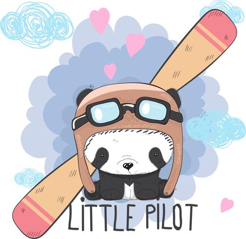 Cute baby Panda on a plane vector