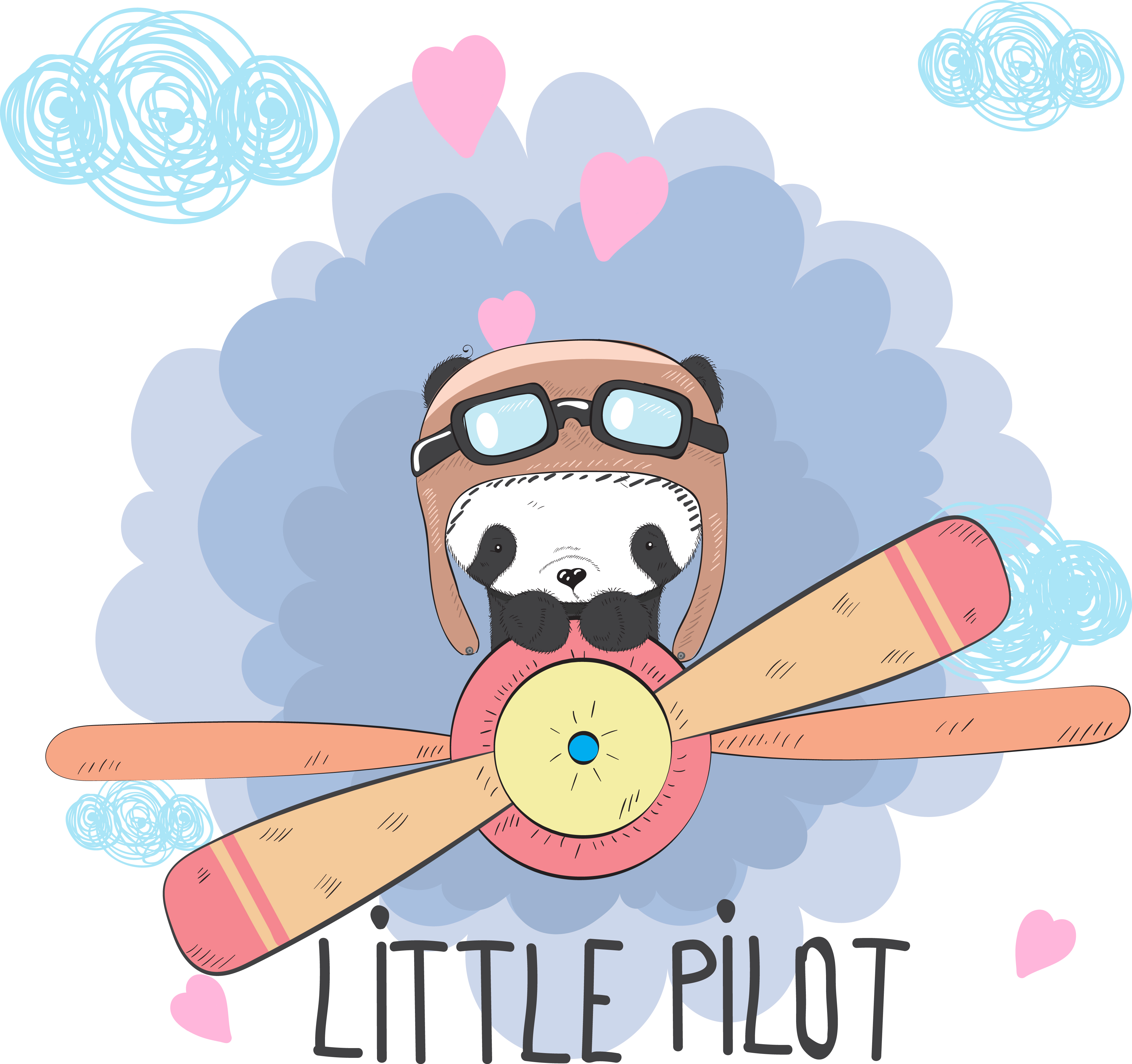 Download Cute baby Panda on a plane 458057 - Download Free Vectors ...