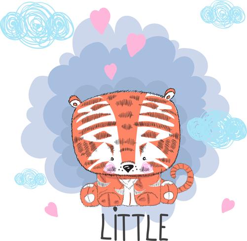 Cute baby tiger vector