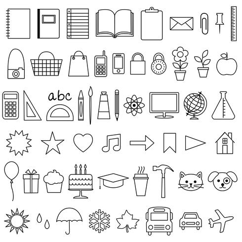 Planner Icons Digital Stamps vector