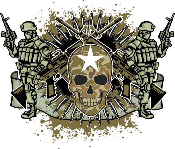 aggressive emblem with skull vector