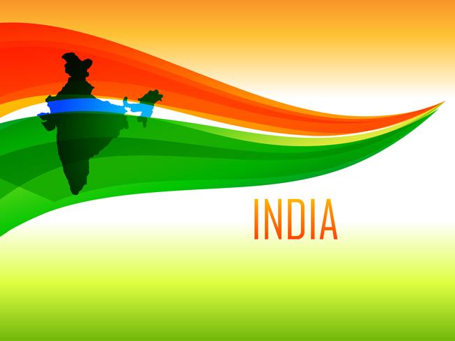 indian flag design in wave style  vector