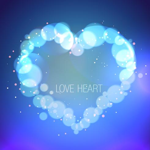 Ilustración del corazón en efecto bokeh vector