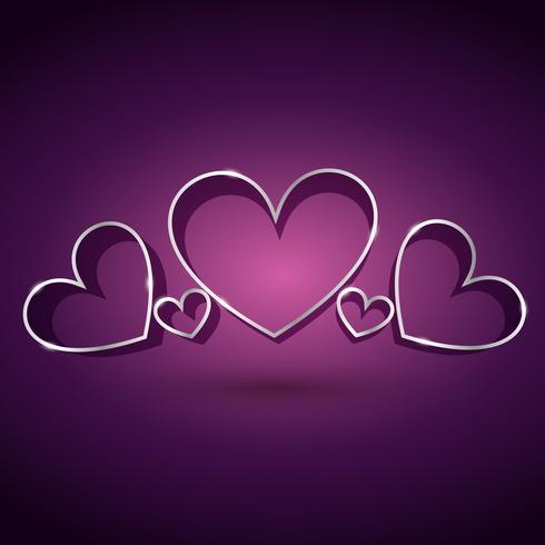 attractive heart background in purple background vector