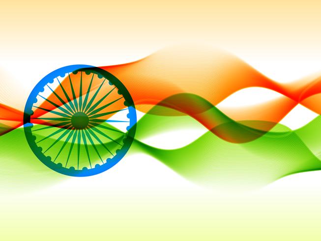 indian flag design made with in wave style  vector