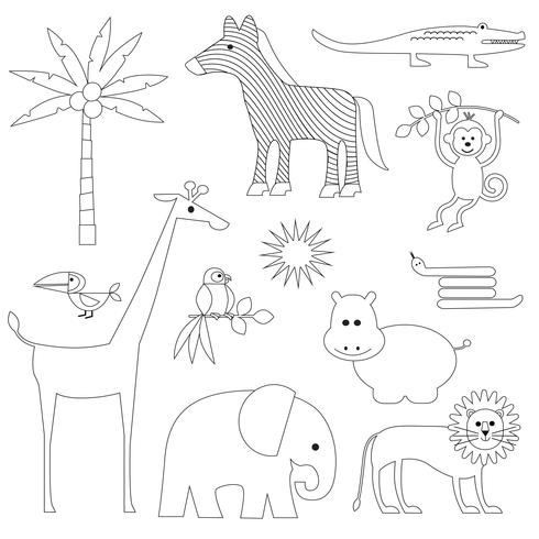  Jungle Animals Digital Stamps Clipart vector