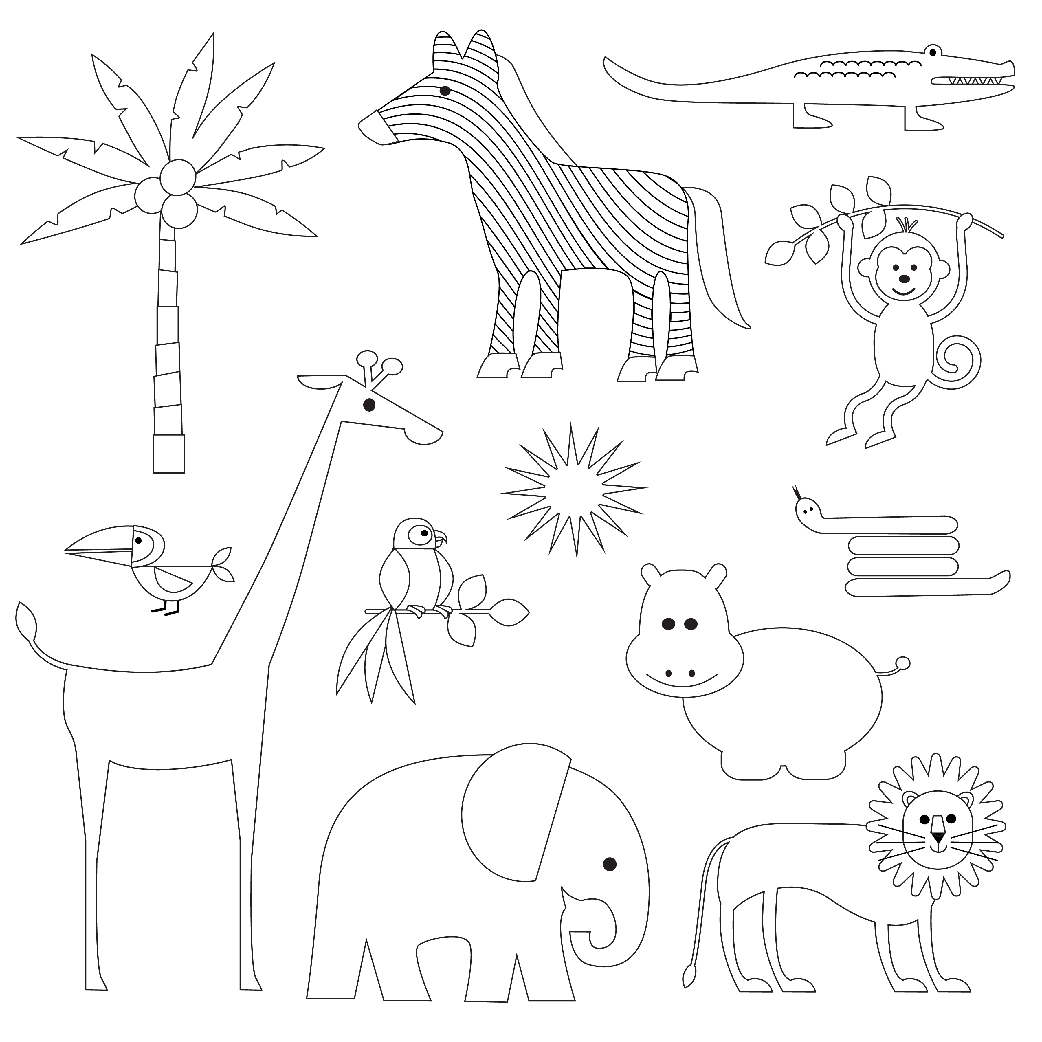 Jungle Animals Digital Stamps Clipart 458374 Vector Art at Vecteezy