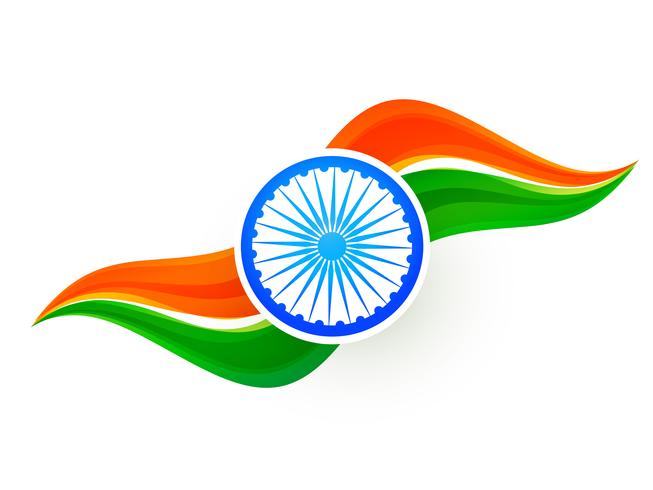 indian flag design in wave style  vector