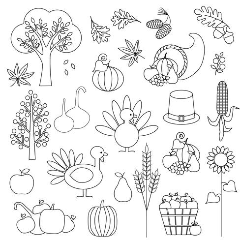 Thanksgiving Digital Stamps Clipart vector