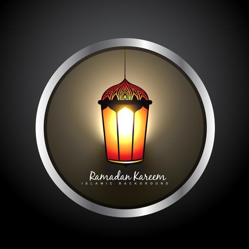 beautiful ramadan kareem lamp label vector