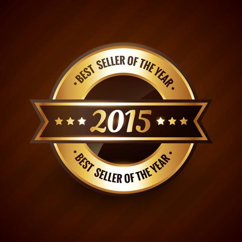 best seller of the year 2015 golden label design vector