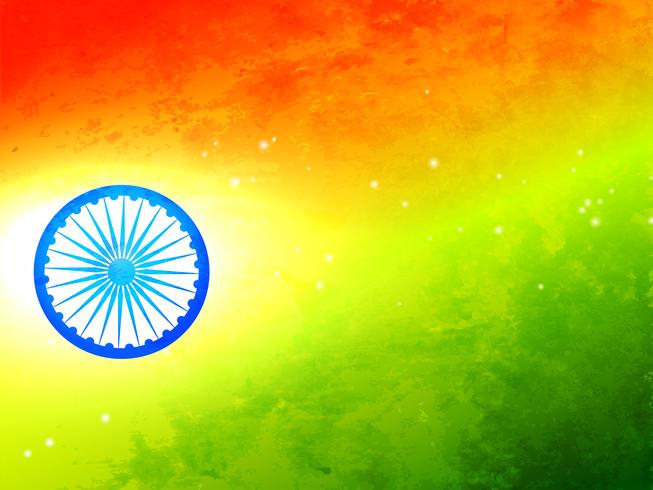 flag of india made in tricolor texture and wheel  vector